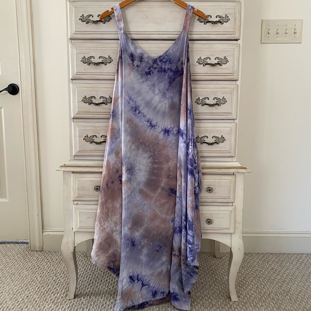 Anthropologie Purple and Brown Tie-Dye Dress